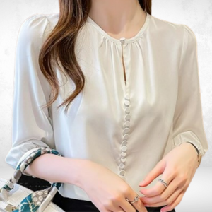 Women's Blouse - White puffy sleeve top ...